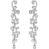 EVER FAITH Bridal Flower Wave Austrian Crystal Dangle Earrings