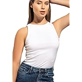 VAVONNE High Neck Tank Tops for Women, Ribbed Cotton Stretch Camisole Shirts