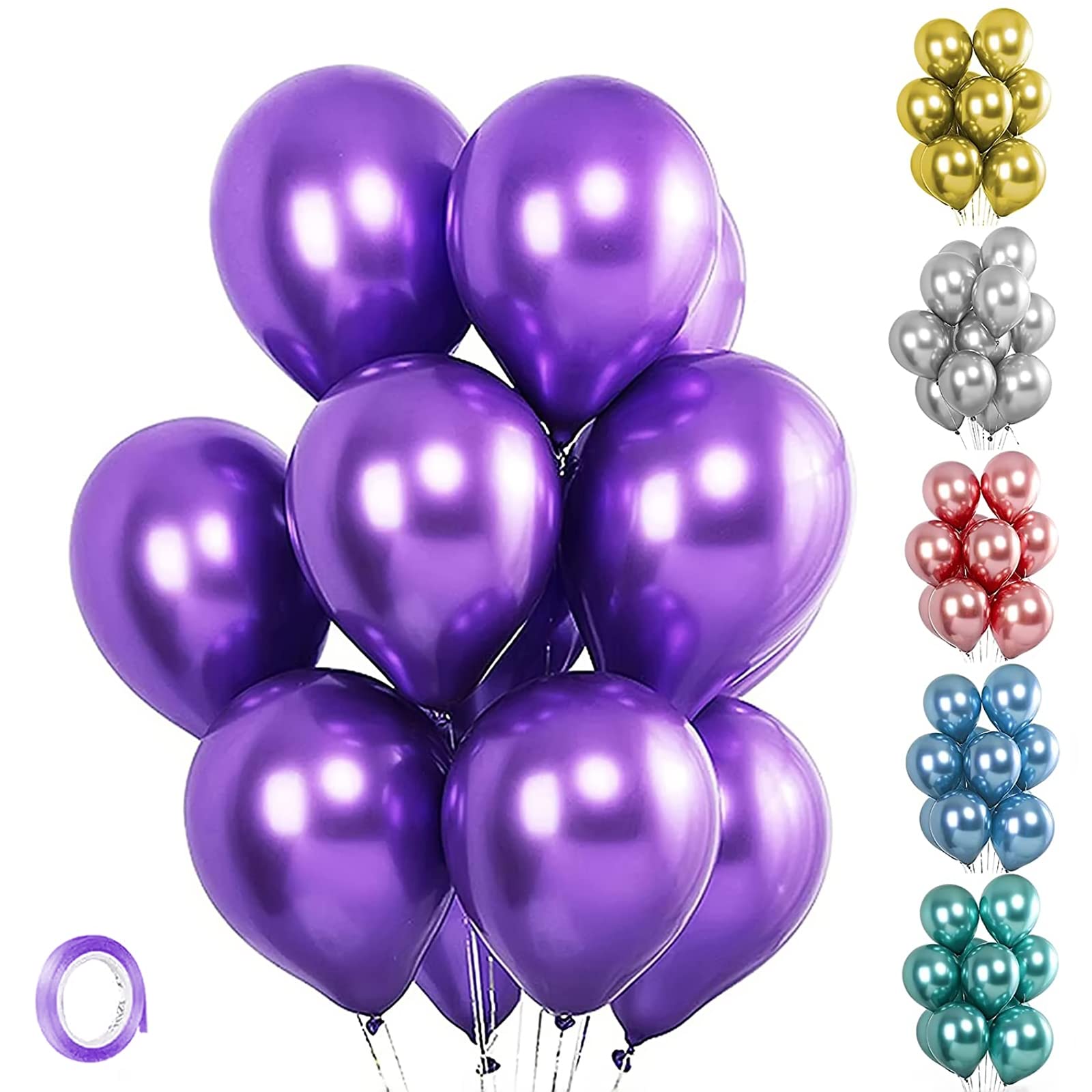 Unisun Metallic Balloons, 20 PCS 12 Inch Thick Chrome Metallic Purple Balloons Helium Shiny Balloon for Birthday Baby Shower Wedding Anniversary Festival Carnival Party Decorations (Purple)