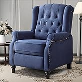 EBELLO Pushback Recliner Chair, Fabric Armchair Push Back Recliner with Rivet Decoration, Single Sofa Accent Chair for Living Room, Bedroom, Navy Blue