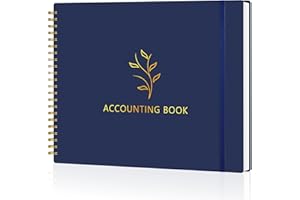 AKONEGE Accounting Ledger Book for Small Business & Personal Use, Horizontal Expense Tracker Notebook Ledger Book for Bookkeeping, Financial Income and Expense Log Book 10.2" x 8", Dark Blue