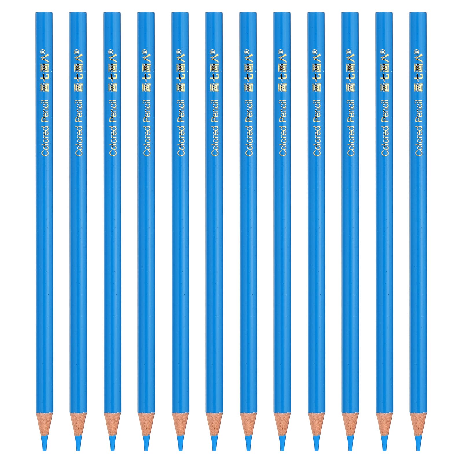 PATIKIL Sky Blue Colored Pencils Set,12 Pcs Oil Color Pencils Wooden Coloring Drawing Pencil for Artists Art Painting