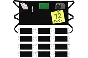 GREEN LIFESTYLE Server Aprons with 3 Pockets - Waist ApronWaitress Apron for Women and ManWater Resistant with Long Waist