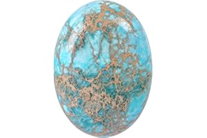 SUNYIK Sea Blue Oval Stone Cabochons Flatback Semi-precious CAB for Jewelry Making,Sea Sediment Jasper,18x25mm,Pack of 10