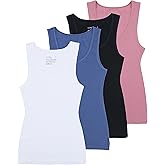 Comfneat Women's 4-Pack Slim-Fit Basic Tanks Cotton Casual Comfy Top Underwear Vests
