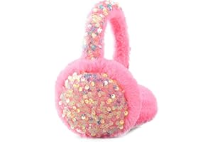 LUCKYBUNNY Kids Girls Sequins Knit Earmuffs for Women Winter Warm Plush Ear Muffs Cold Weather Ear Warmer for Outdoor