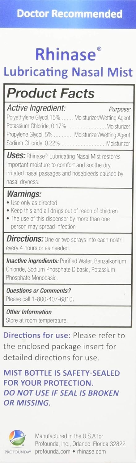 Rhinase (Nasal Gel 1 oz and Saline Nasal Spray 1 oz) Combo Pack for Dry Nose Sinus, Allergy and to Prevent Nosebleeds Caused by Nasal Dryness: Health & Personal Care