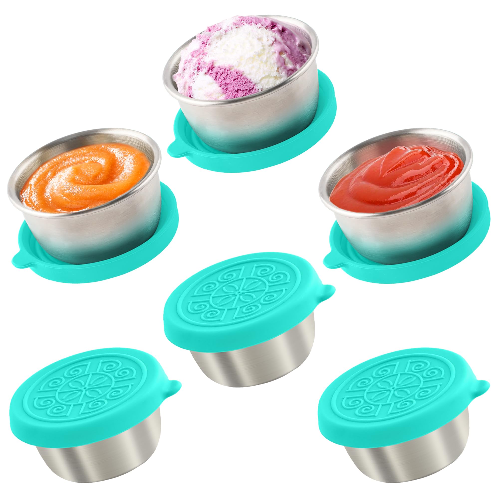 Photo 1 of 6x1.6 Oz Salad Dressing Containers With Lids, Small Leakproof Reusable Stainless Steel Salad Dressing Container To Go For Lunch Boxes,Sauce containers, Picnics,Travel Meal Prep And Kitchen Storage.