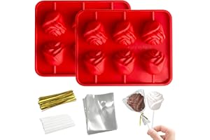 Lollipop Molds 2 Pack, Rose Silicone Cake Pop Mold with 100 Sticks - 3D Flower Chocolate Candy Sucker Mold for DIY, Jelly, So
