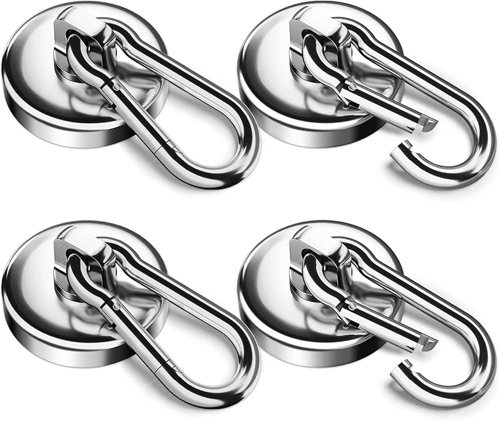 FINDMAG 4 Pack Magnetic Hooks 36 KG Vertical 9 KG Horizontal Neodymium Carabiner