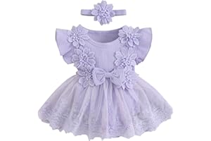 MOBJVIY Baby Girl Clothes Cute Sleeveless Rib Knit Romper Skirt Dress Newborn Girl Flower Dress Photoshoot Outfits