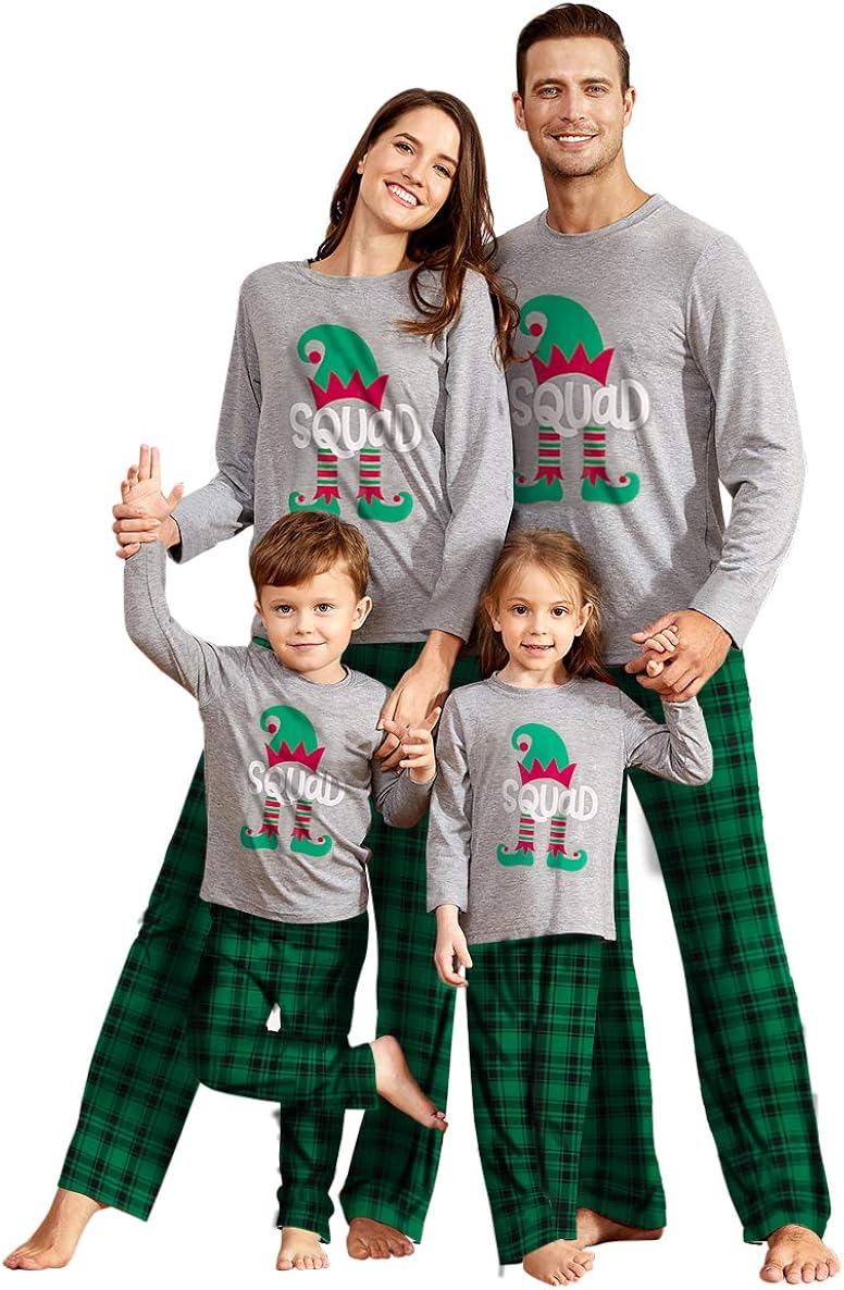 2022 Christmas Pj Blanks IFFEI Matching Family Pajamas Sets Christmas PJ's Squad Print Grey Top