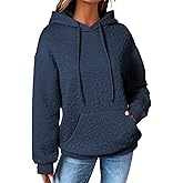 EVALESS Womens Hoodies Casual Long Sleeve Drawstring Jacquard Sweatshirt Pullover Tops Loose Outfits Clothes
