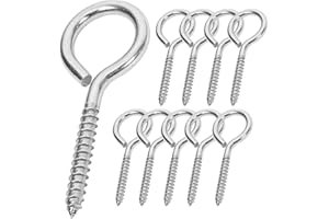 ACCZIO 10PCS 2.75 inches Screw Eyes M4 304 Stainless Steel Eye Screws, Heavy Duty Screw, Eye Hooks Screw Eye Bolts Eye Hooks Screw, Indoor & Outdoor Uses (10, M4-2.75inch)