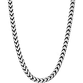 Metro Jewelry Stainless Steel Franco Chain Necklace with Black Plating 8 MM 24 Inch Chain with Lobster Claw