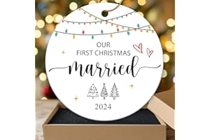 ZAGKOO First Christmas Married Ornament 2024 - Wedding Gifts for Couples - Mr and Mrs Gifts for Newlyweds, Just Married - Bridal Shower, Wedding Gifts for Bride - 1st Merry Marriage Ceramic Ornament