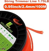 Viabrico 2.4mm String Trimmer Line Heavy Duty 100M Orange Square Cut view 2