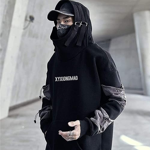 XYXIONGMAO Streetwear Techwear Hoodie Tactical Mens Black