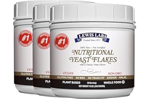 LEWIS LABS Nutritional Yeast Flakes Seasoning, Nooch for Vegan Cheese Powder Substitute, 3 lb - 100% Pure Non Fortified, Unsweetened - Kosher, Gluten Free, Non GMO, Plant Based Protein, Dairy Free
