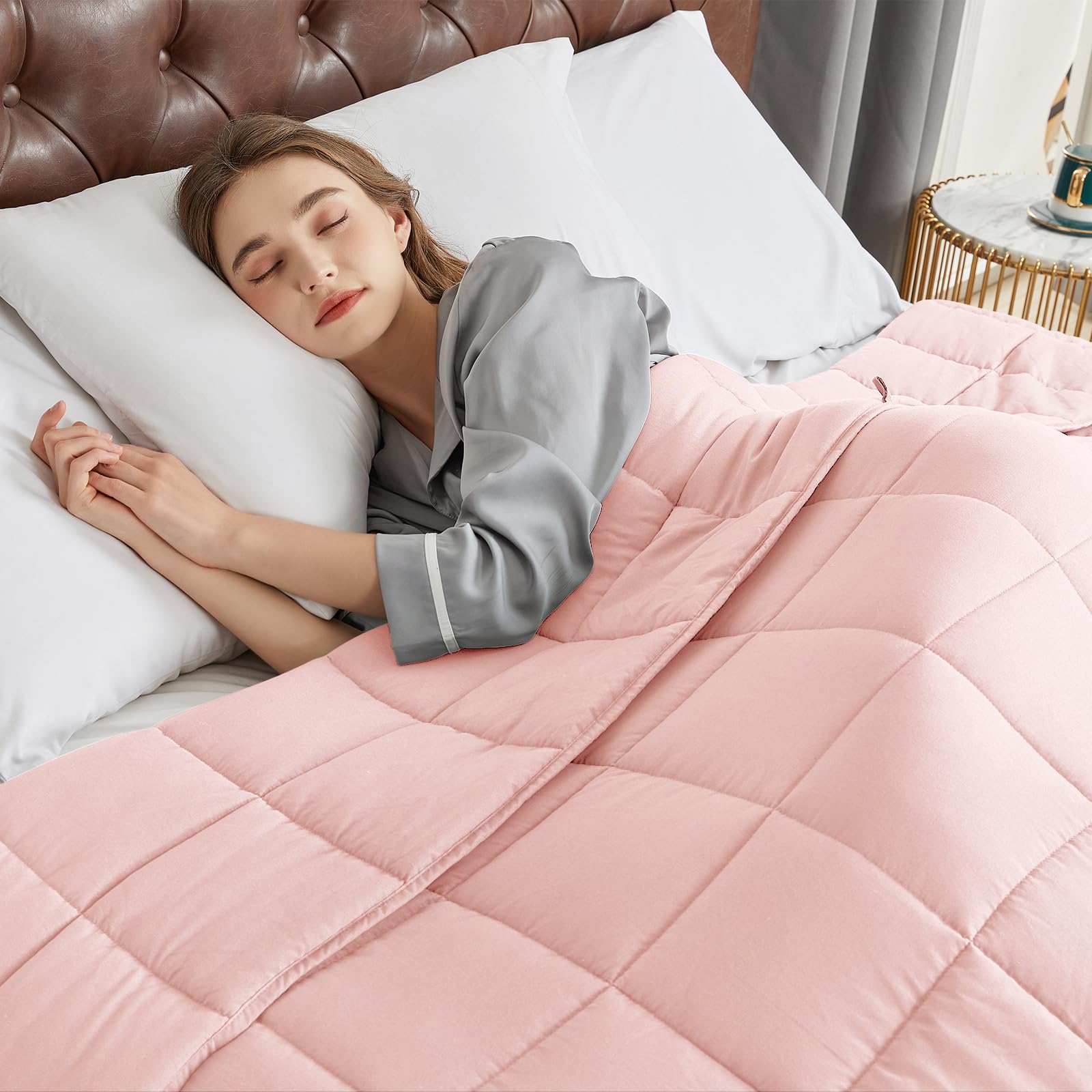 Photo 1 of CYMULA Weighted Blanket for Adults (15lbs 60"x80" Queen Size) - Cooling Breathable Heavy Blankets for Summer Winter - Ultra Microfiber Soft Comfort Throw with Glass Beads - Gifts for Men/Women