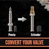 Mobi Lock 5 Pcs Brass Presta to Schrader Valve Adapters with Caps view 2