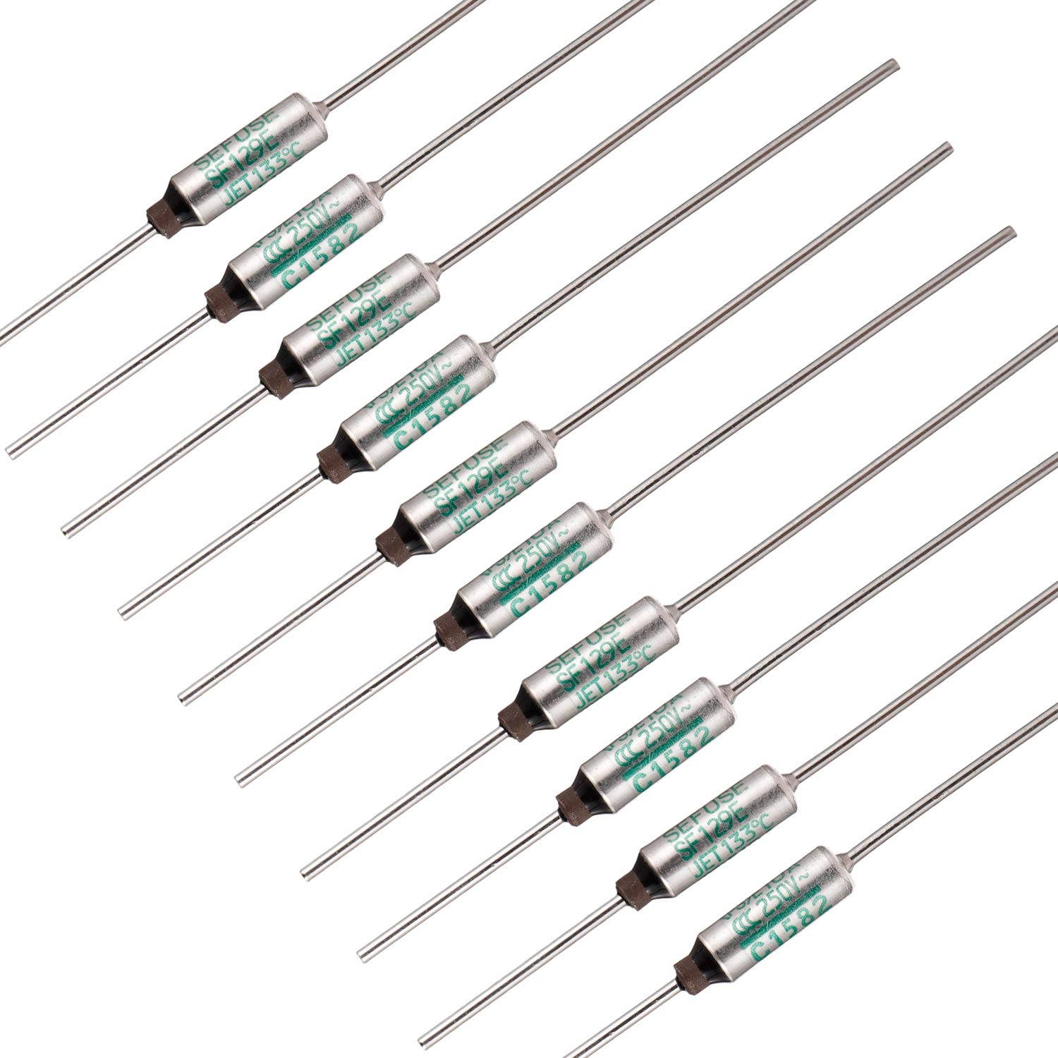 BOJACK SF129E SEFUSE 10A 250V Thermal Fuses 133 Degrees Celsius Thermal Cutoffs (Pack of 10 pcs)