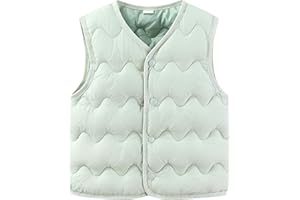 AIWUHE Toddler Puffer Vest Boys Girls Down Vest Warm Winter Jacket Lightweight Sleeveless Buttons Coat 18M-7Y