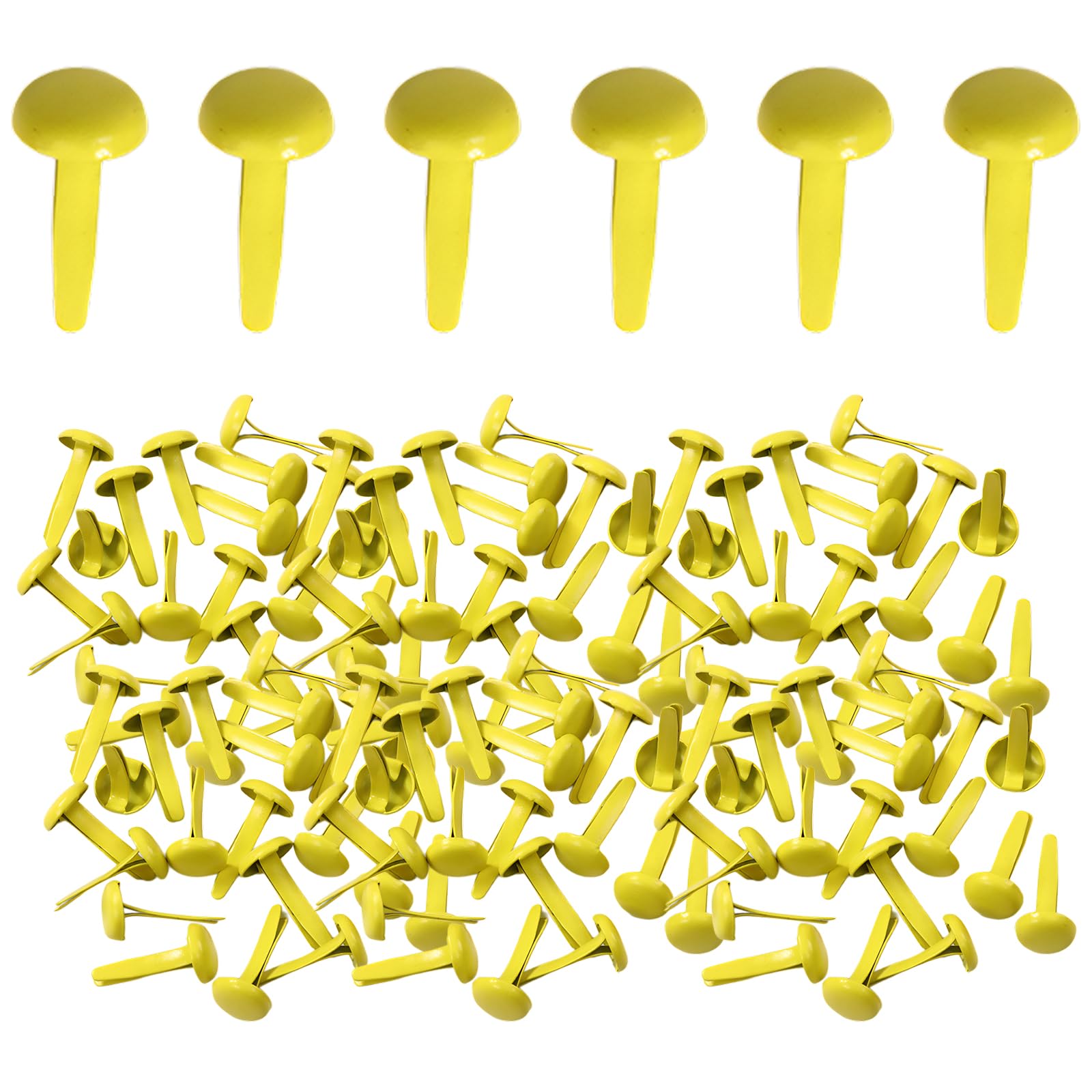 Leliafleury 300Pcs Round Brads 8mm x 15mm Metal Paper Fasteners Yellow Split Pins for DIY Crafts Making