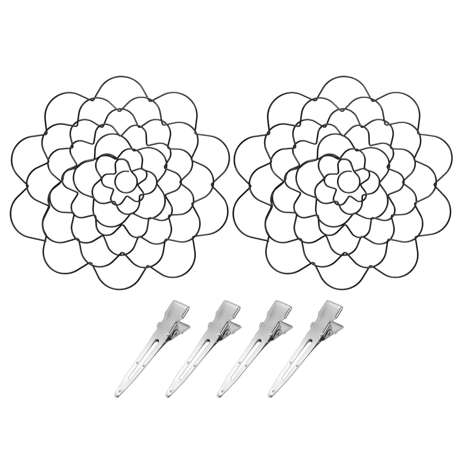 PATIKIL 6 Inch Flower Arranger Lid with 4 Clips, 2 Pack Stainless Steel Flower Arrangement Holder Frog Lid Floral Vase Insert for Bouquets Stems Plant Fixation, Black