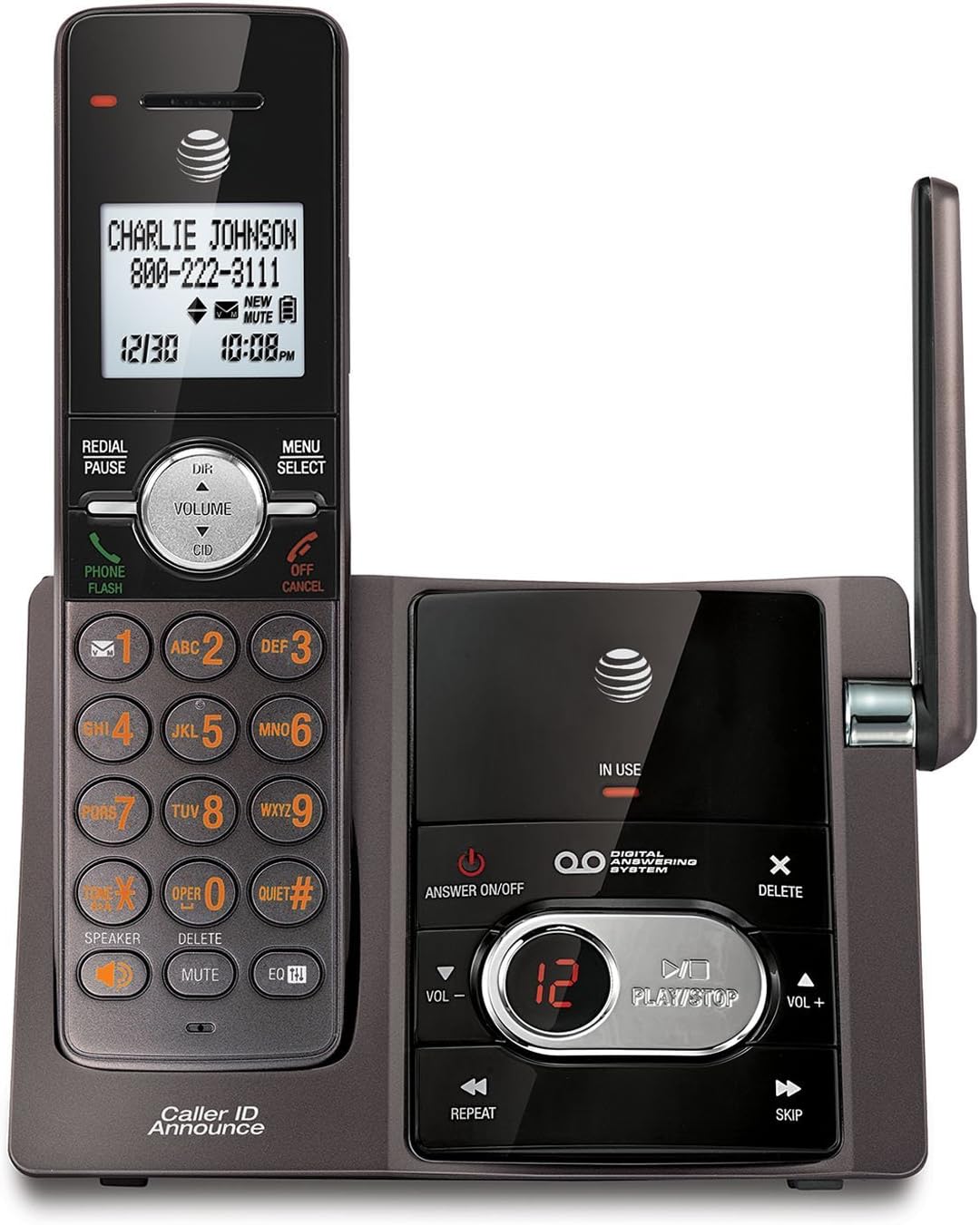 AT&T CL82143 DECT 6.0 Cordless Phone with Digital Answering System and Caller ID, Expandable up to 12 Handsets, Black