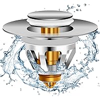 Bathroom Sink Stopper, Fits 1.1''-1.49'' Universal Sink Drains, Upgraded Stainless Steel Pop Up Basin Drain Stopper Anti…