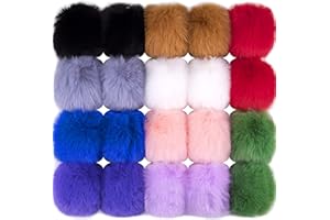 BQTQ 20 Pieces Faux Fur Pom Pom Balls DIY Faux Rabbit Fur Fluffy Pom Pom with Elastic Loop Pom Pom for Hats Keychains Scarves Gloves Bags Accessories