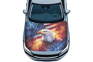 Qpednta Flag Car Hood Cover Protector Soft Stretch Polyester Fabric Cover Vehicles Decorate Engine Fabric Hood Covers All-Season Protection Suitable for Cars Flag Eagle