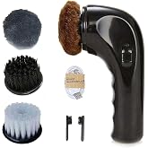 Electric Shoe Polisher, Cordless Shoe Shine Kit - Portable Leather Care Brush &amp; Dust Cleaner for Shoes, Boots, Bags, Sofa (Black)