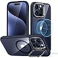 ESR for iPhone 15 Pro Max Case, Compatible with MagSafe, Military-Grade Protective Case, Built-in Stash Stand Phone Case, Scratch-Resistant Back Cover, Classic Series,Clear Dark Blue