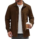 COOFANDY Mens Lightweight Button Down Shirt Jacket Casual Shacket Overshirt