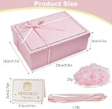 XWCHASA Pink Gift Boxes Textured Gift Box with Lids Ribbon Greeting Card view 2