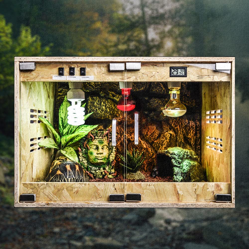YangAera 爬虫類 ケージ 両生類 ケージ 爬虫類 OSB 通気性が良いの給餌ボックス トカゲ スパイド カメレオン ヘビ カエル ムカデ ヤモリ ハムスター トトロ 亀 ヘッジホッグ 生体 給餌ボックス 木製飼育ケージ グラステラリウム