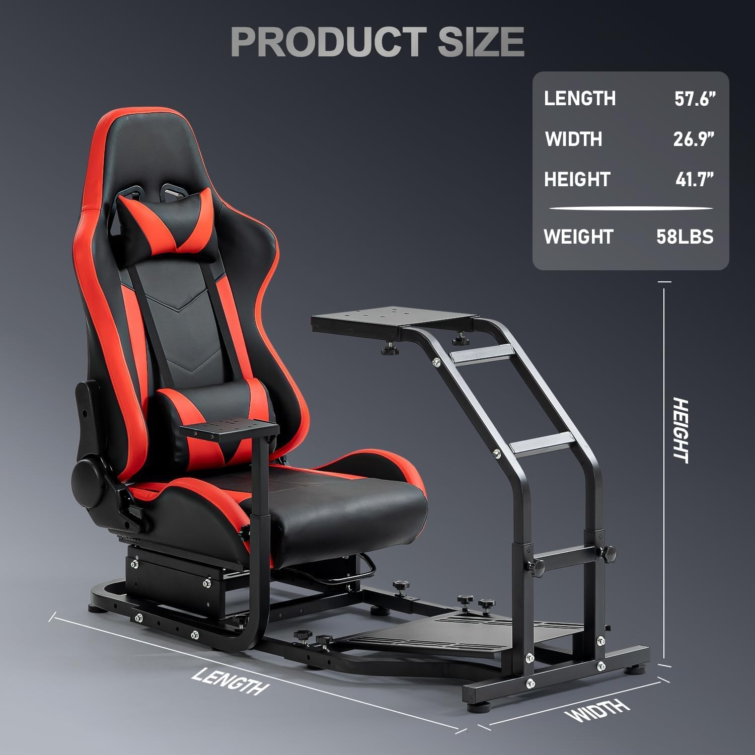 Supllueer Racing Simulator Cockpit with Gaming Seat Fit for Logitech/Thrustmaster/Fanatec G29 G920 G923 T248 T300RS TX F458 T128,Adjustable Race Game Sim Stand No Steering Wheel Pedal Shifter