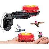 Handheld Small Glass Hummingbird Feeders (Set of 2) with Window Suction Mount Base - Window/Handheld or Tabletop Mini Hummingbird Feeders for Outdoors