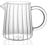 8.5 Ounces Glass Pitcher Small Pitcher Milk Forther Cup Mini Creamer Container Tea Serving Carafe Heat Resistant Breast Milk Pitchers for Coffee Bar Kitchen Essentials (1 Pack)