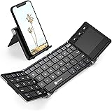 Folding Keyboard, iClever BK08 Bluetooth Keyboard with Sensitive Touchpad (Sync Up to 3 Devices), Pocket-Sized Tri-Folded Fod