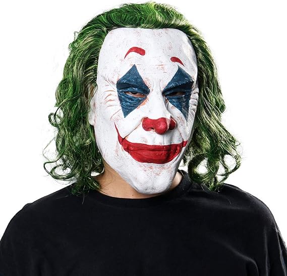 NUWIND Joker Latex Mask With Hair Creepy Full Mask Arthur Fleck Clown