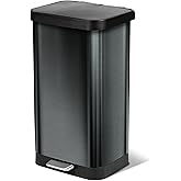 Glad Stainless Steel Step Trash Can, Large Metal Kitchen Garbage Bin with Soft Close Lid, 20 Gallon, Pewter - Indoor & Outdoor Waste Container with Odor Protection and Bag Roll Holder