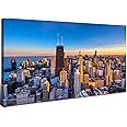 AIYISU Chicago Skyline Wall Art Chicago City Wall Decor Night Cityscape Canvas Prints Pictures City Skyscraper Painting Poster Modern Artwork for Kitchen Bedroom Living Room Home Decoration 24x48”