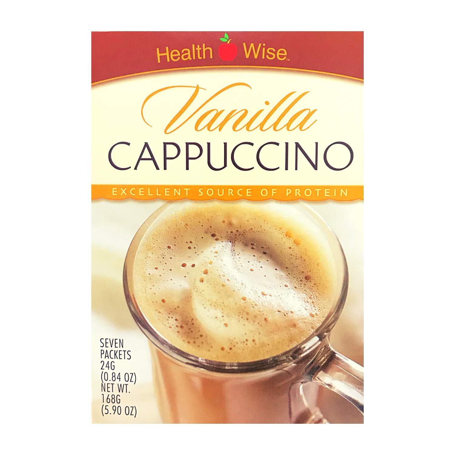 Healthwise - High Protein Diet Hot Drink - Vanilla Cappuccino - Instant Weight Loss Cappuccinos - 15g Protein - Low Sugar - Low Carb - Low Calorie (7/Box)