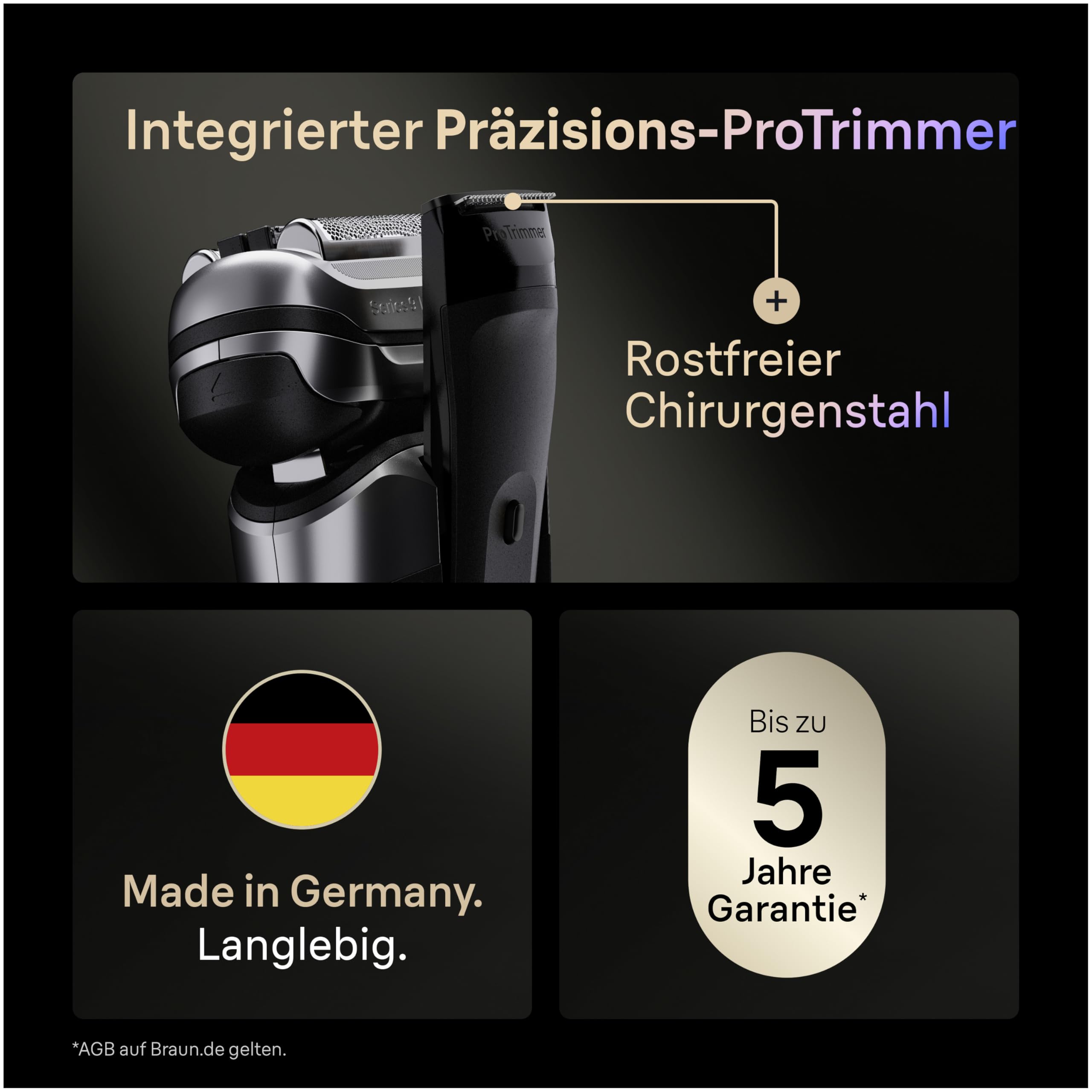 Braun Series 9 PRO+ Elektrorasierer Herren, 5+1 Ultradünne Präzisionsklingen, Pro-SensoAdapt, Rasierapparat mit 60 Min. Akku, Extra Scherkopf, Ladeständer, Nass- und Trockenrasierer – 9617psi, Silber 7