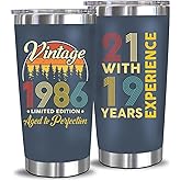 40th Birthday Gifts For Men Women - 1986 40th Birthday Decorations Ideas for Him Present For Man Turning 40 Year Old Gifts For Dad, Husband, Friends, 20 Oz Stainless Steel Tumbler Mug (Blue-198601)