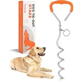 Petbobi Dog Tie Out Stake, 16 Inch Heavy Duty Dog Anchor for Yard Camping | 9mm Solid Steel Spiral Stake, 360&deg; Swivel Ring, Soft Grip Handle, Rust-Resistant, for Outside Cable Leash Chain, 120lbs