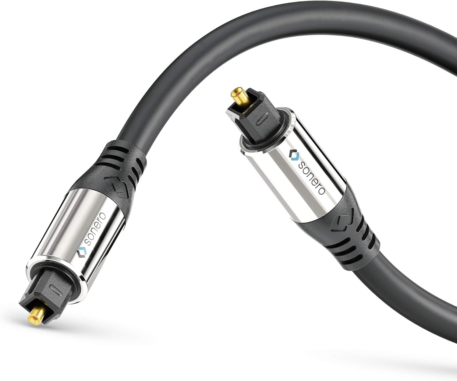 Sonero Premium Optical Toslink Cable 10.0 m Gold-Plated Contacts Black S-OC100-100, Black, gold-plated